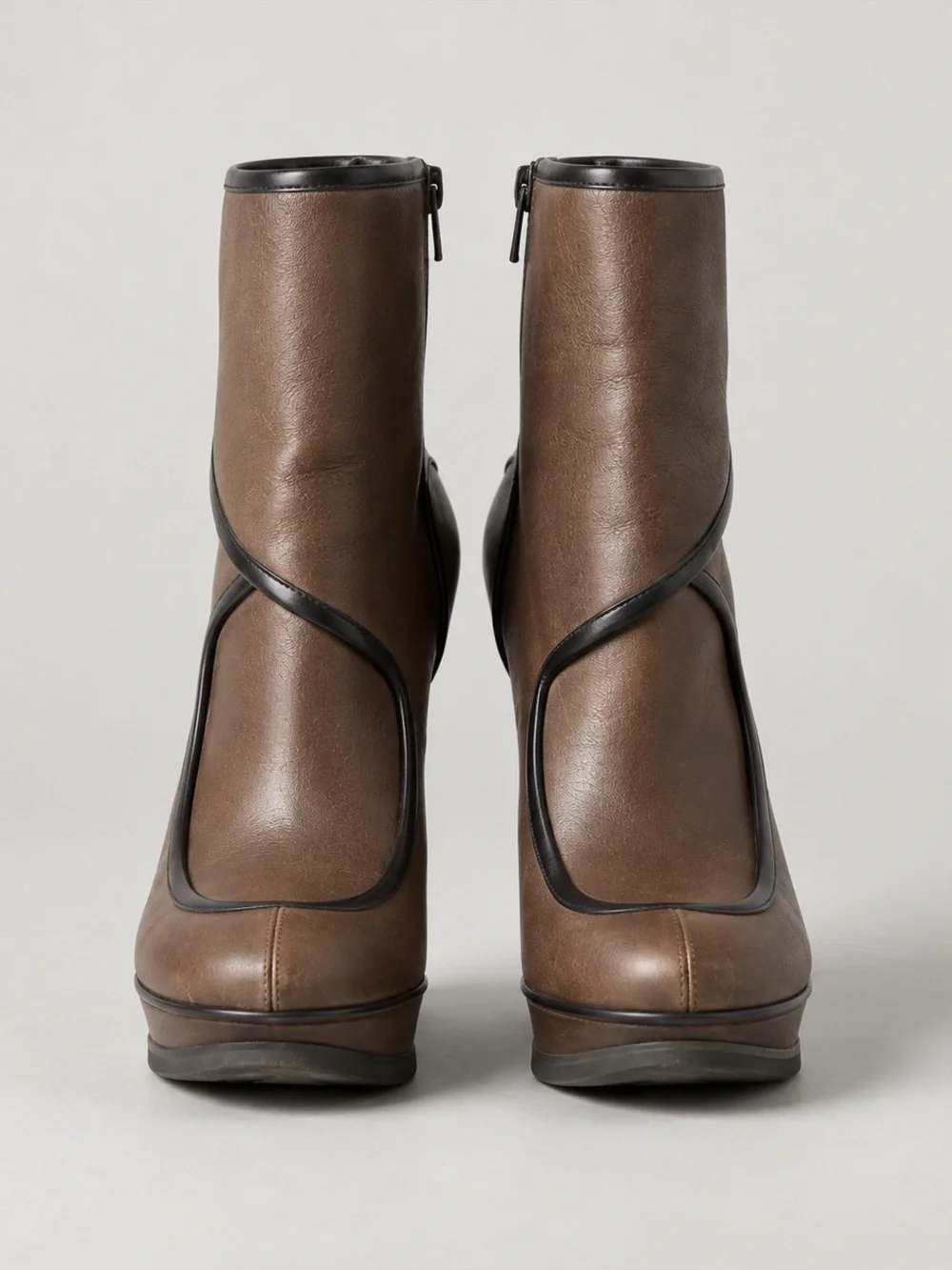 Balenciaga Brown Leather Platform Wedge Ankle Boots EU 37.5 early Y2K